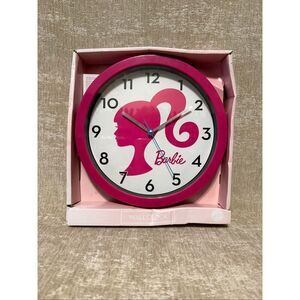 NWT Accutime Mattel Girls Barbie Silhouette Logo Analogue Wall Clock Pink OS